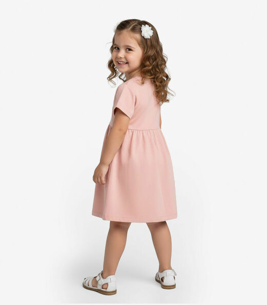 Vestido Infantil em Molecotton Select Rosa