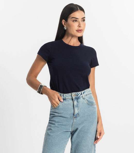 Image_Blusa Feminina Cotton Leve Básica Rovitex Azul