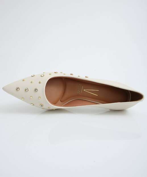  Scarpin Feminino Strass Bico Fino Salto Fino Vizzano