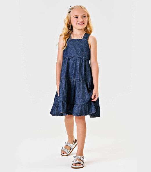 Vestido Infantil Jeans Menina Trick Nick Azul