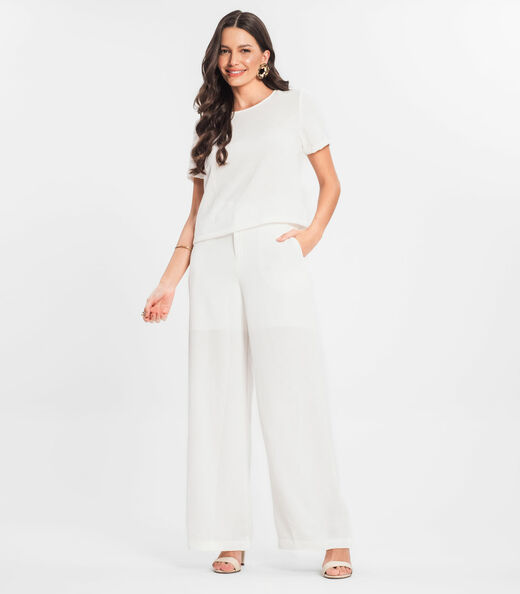 Conjunto Blusa Com Calça Pantalona Endless Bege