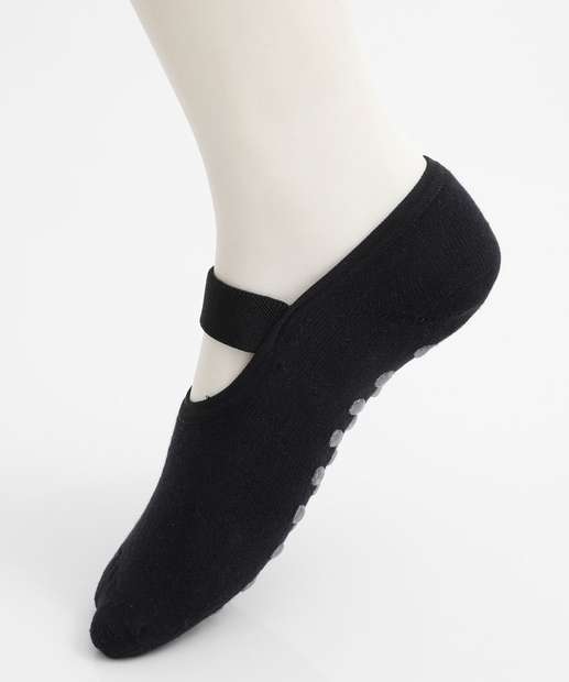 Meia Sapatilha Feminina Antiderrapante Marisa Preto