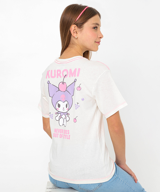 Image_Blusa Juvenil Manga Curta Kuromi Sanrio Tam 10 a 16 Off White