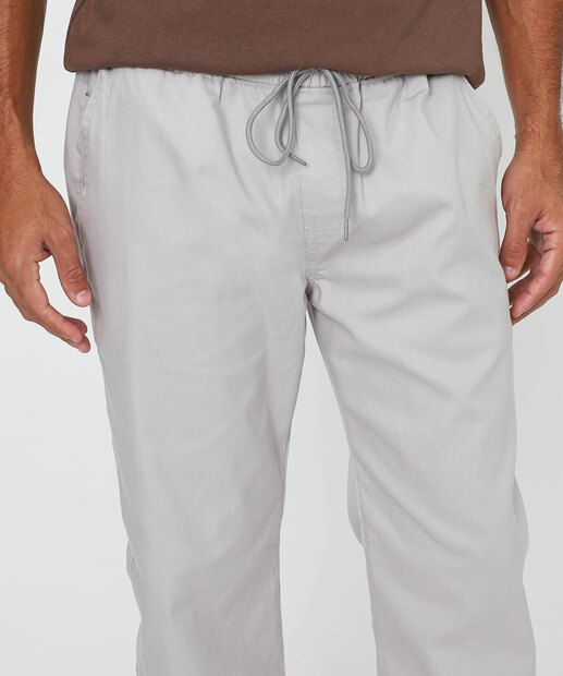 Calça Masculina Sarja Jogger Bolsos Bege