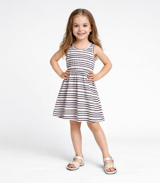 Vestido Infantil Com Cintura Franzida Select Azul