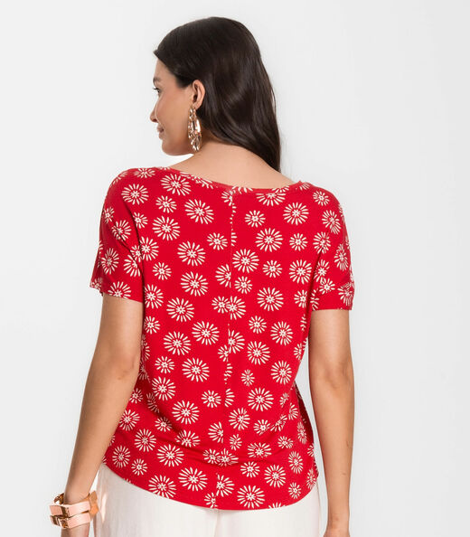 Blusa Feminina Estampada Rovitex Vermelho