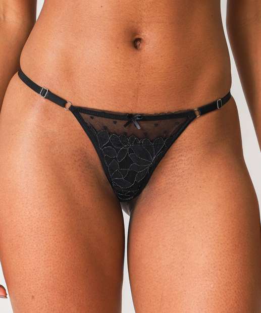 Calcinha String Fio Dental Lurex Marisa Preto