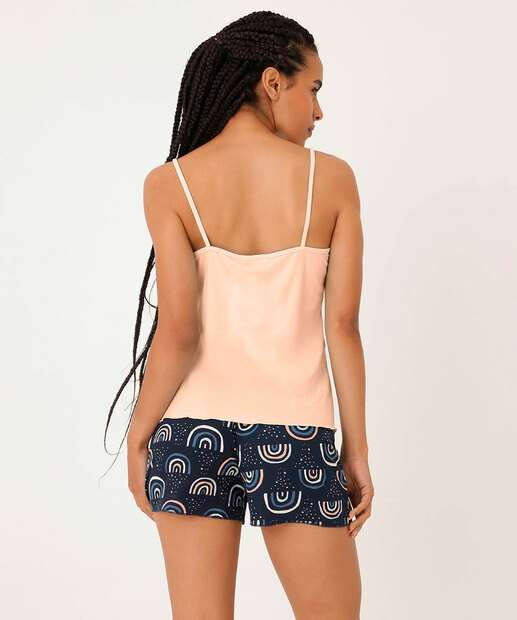 Pijama Feminino Estampa Arco-íris Alças Finas Marisa