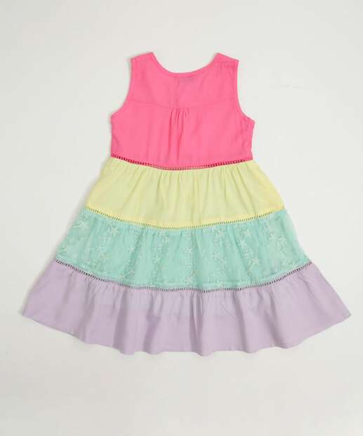 Vestido Infantil Com Bordado Recorte Marisa Tam 1 a 4 