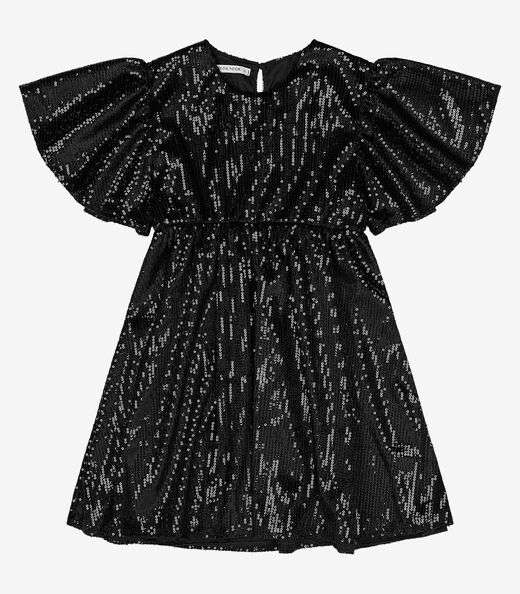 Vestido Infantil Manga Longa Trick Nick Preto