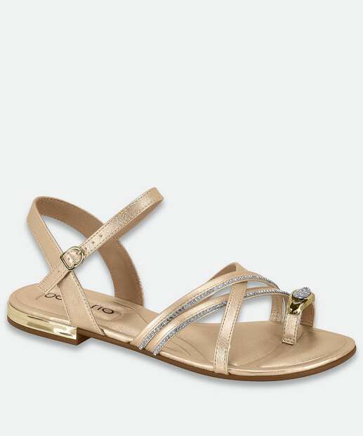 Image_Sandália Feminina Rasteira Metalizada Beira Rio Dourado