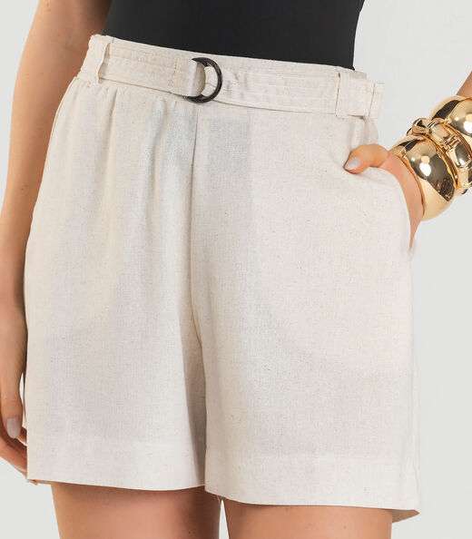 Shorts Feminino Com Cinto Dianna Bege