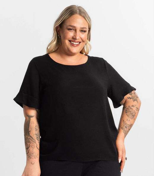 Blusa Plus Size Feminina Secret Glam Preto