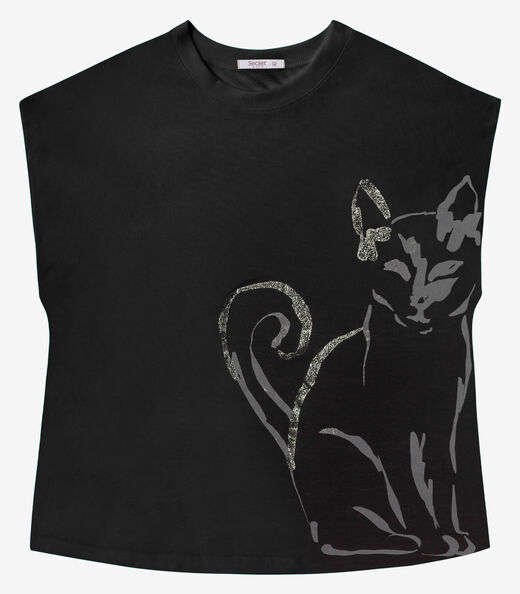 Camiseta Feminina Plus Size Secret Glam Preto