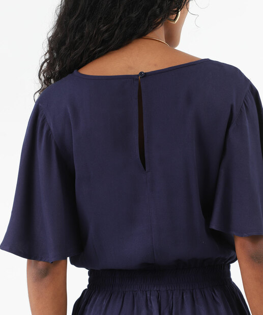 Macacão Feminino Longo com Manga Curta Marisa Azu