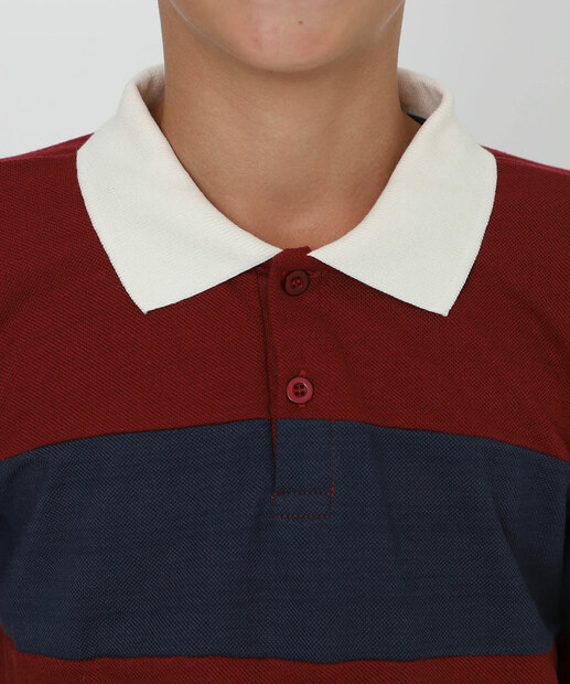 Camisa Polo Juvenil Manga Longa Marisa Tam 10 a 16 Vermelho