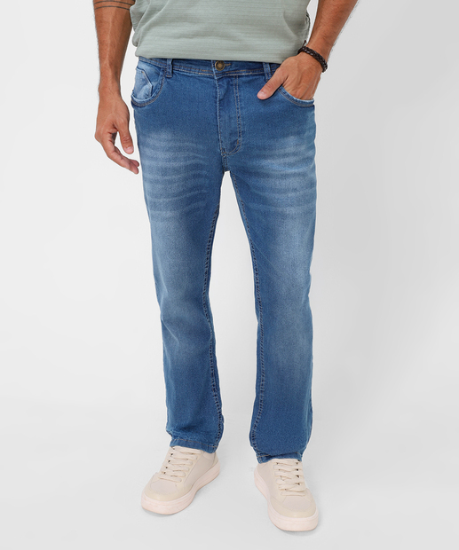 Calça Masculina Jeans Slim Bolsos Azul
