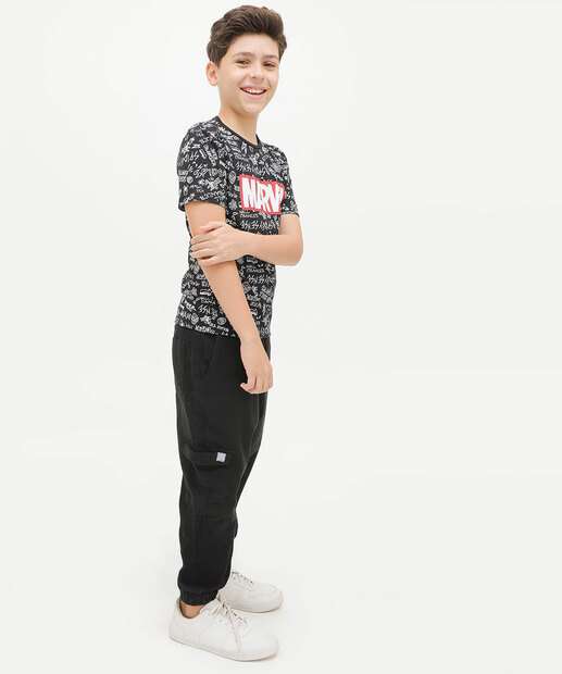 Camiseta Juvenil Estampa Marvel Tam 10 a 16