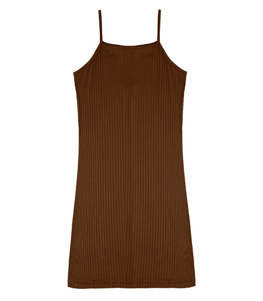 Vestido Canelado De Alça Select Marrom