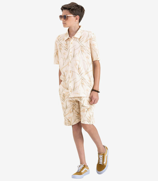 Bermuda Juvenil Masculina em Molecotton Minty Bege