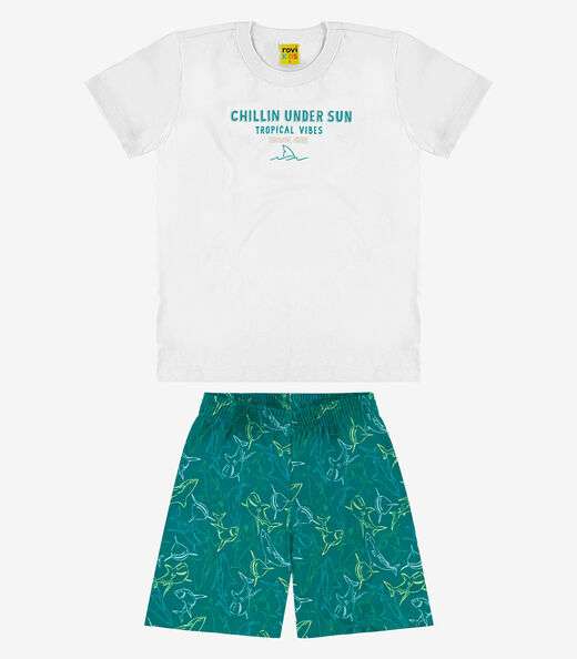Conjunto Infantil Camiseta Com Bermuda Rovi Kids Branco