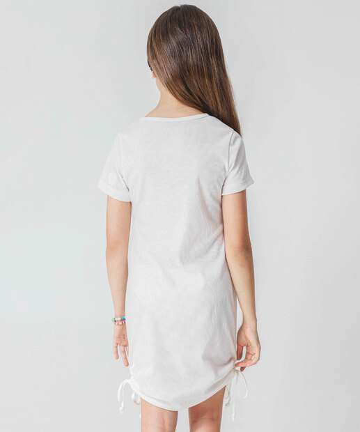 Vestido Juvenil Canelado Marisa Tam 10 a 16 Off White