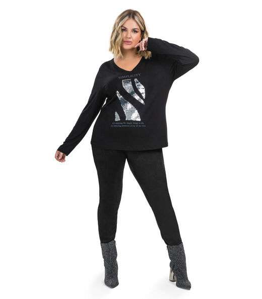 Blusa Manga Longa Viscotorcion Secret Glam Preto