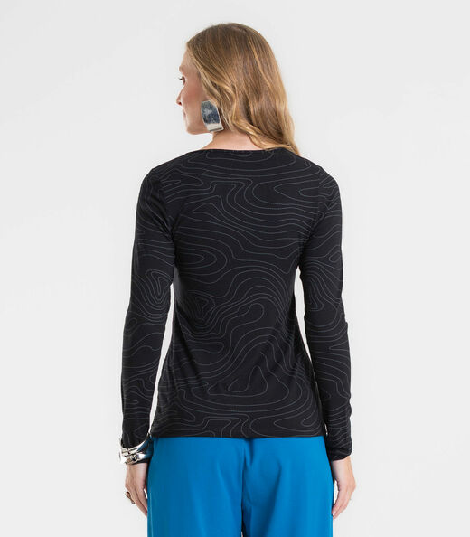 Blusa Feminina Manga Longa Em Viscotorcion Rovitex Preto