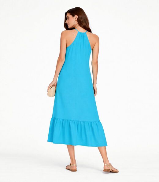 Vestido Longo De Alça E Recorte Maria Infinita Cor Azul