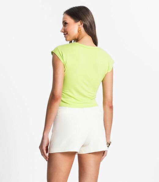 Blusa De Viscotorcion Básica Feminina Endless Verde