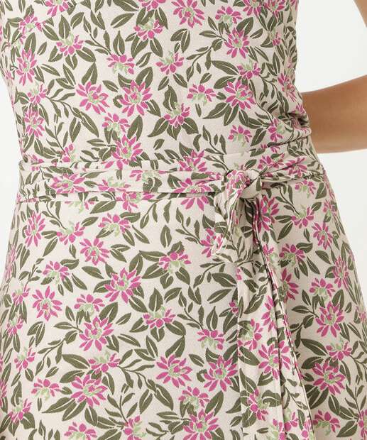 Saia Midi Feminina Estampa Flores Babado Marisa