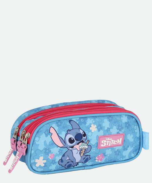 Estojo Escolar Infantil Triplo Stitch e Angel Disney 
