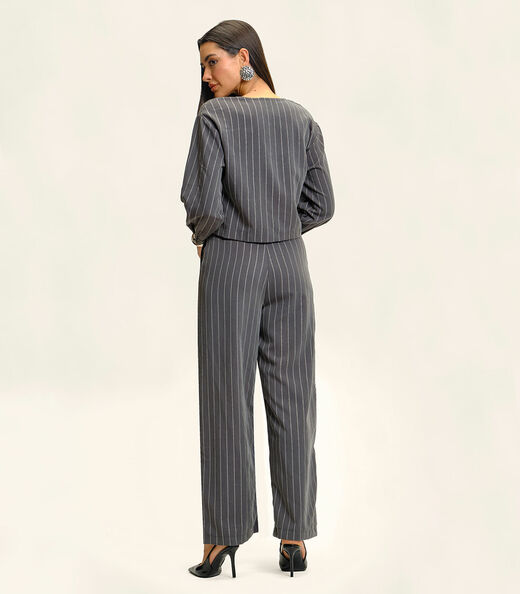 Calça Feminina Pantalona Twill Lurex Endless Cinza