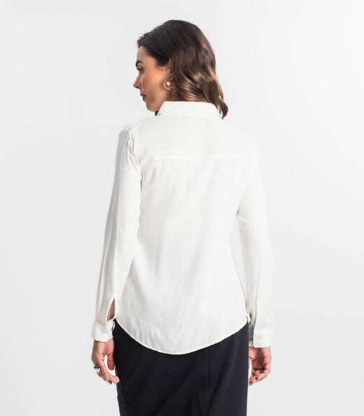 Camisa Feminina Manga Longa Select Off White