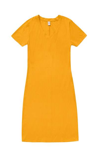 Vestido Feminino Em Ribana Canelada Rovitex Amarelo