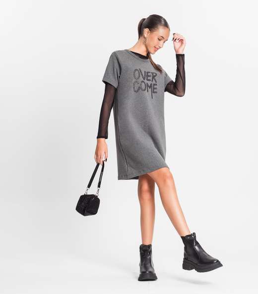 Vestido Com Blusa Juvenil Minty Cinza