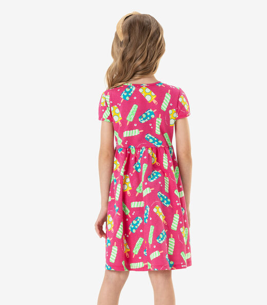 Vestido Infantil Estampa Sorvetinhos Rovi Kids Rosa