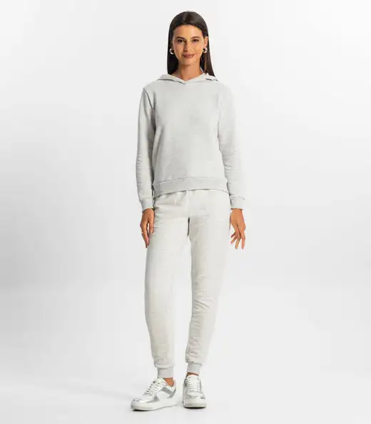 Blusão com Capuz Feminino Rovitex Cinza