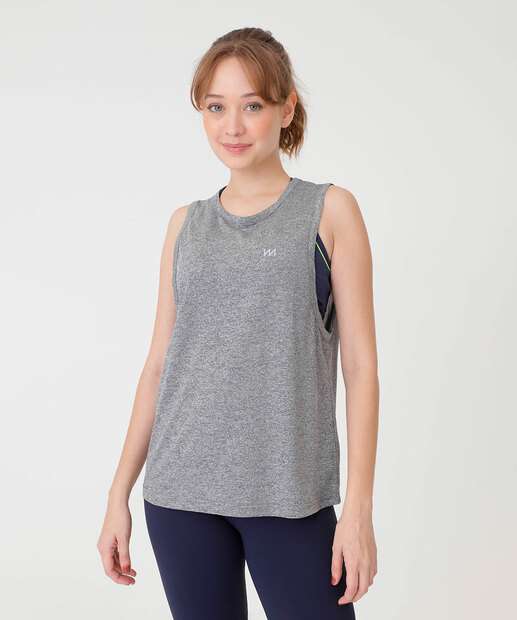 Blusa Regata Feminina Fitness Mescla Marisa
