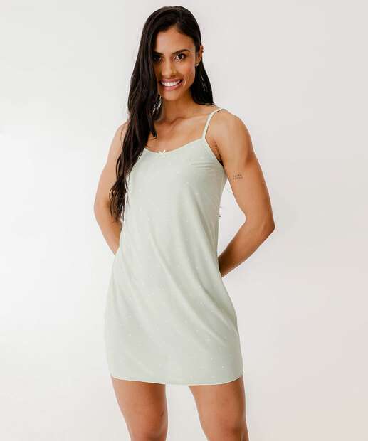 Camisola Liganete Poá Alças Finas Marisa Verde