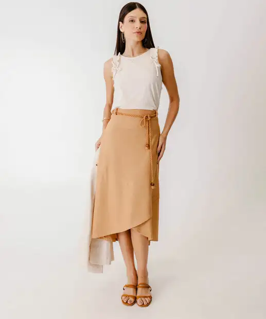 Image_Saia Midi Feminina Assimétrica Cinto Marisa Caramelo