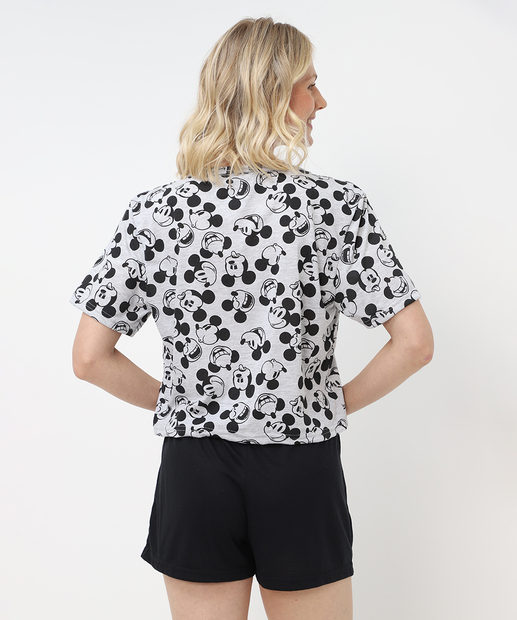 Pijama Feminino Estampa Mickey Disney Cinza