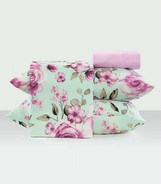 Image_Jogo De Cama Casal Floral 200 Fios Lar e Lazer Verde