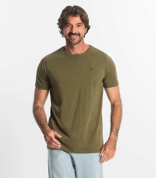 Image_Camiseta Masculina Básica Meia Malha Diametro Verde