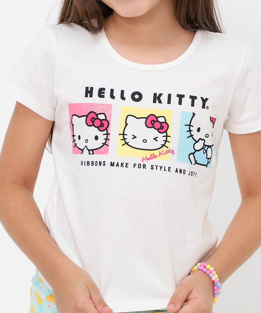 Blusa Infantil Estampa Hello Kitty Tam 4 a 10 Off White