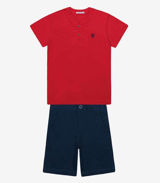 Conjunto Infantil Camiseta Com Bermuda Trick Nick Vermelho