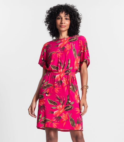 Vestido Curto Estampado Rovitex Rosa