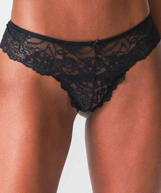 Kit 2 Calcinhas Fio Dental Renda Marisa Preto