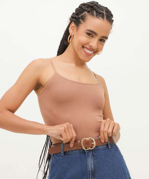 Cinto Feminino Textura Croco Fivela Marisa Marrom