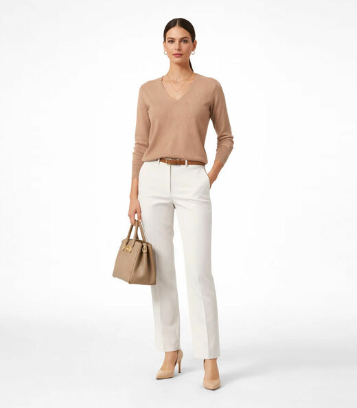 Suéter Feminino Gola V em Tricot Rovitex Marrom